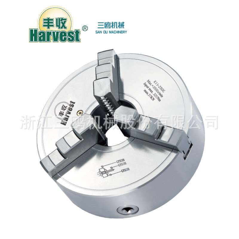 丰收牌锻钢盘体卡盘 K11-315 三爪高精度(0.03mm内)手动卡盘