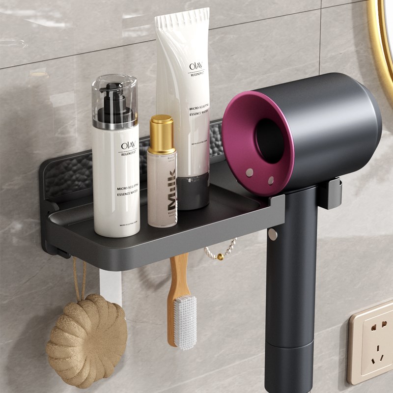 可折叠置物架免打孔化妆室吹风机C挂架壁挂式浴室多场景收纳层架