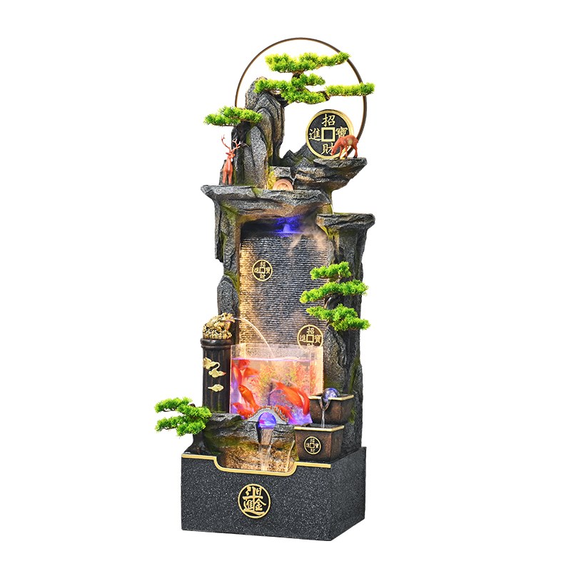 客厅玄关高山流水景观摆件水幕墙鱼缸假山循环水招财造景喷泉装饰