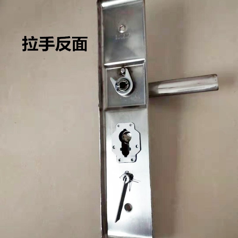 防盗门把手304不锈钢面板大门拉手门锁具通用型豪华机械门锁 室外