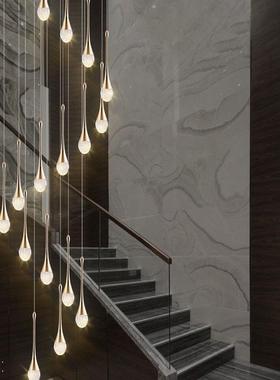 水晶楼梯灯轻奢简约客厅灯复式楼灯大气别墅灯具楼中楼loft吊灯