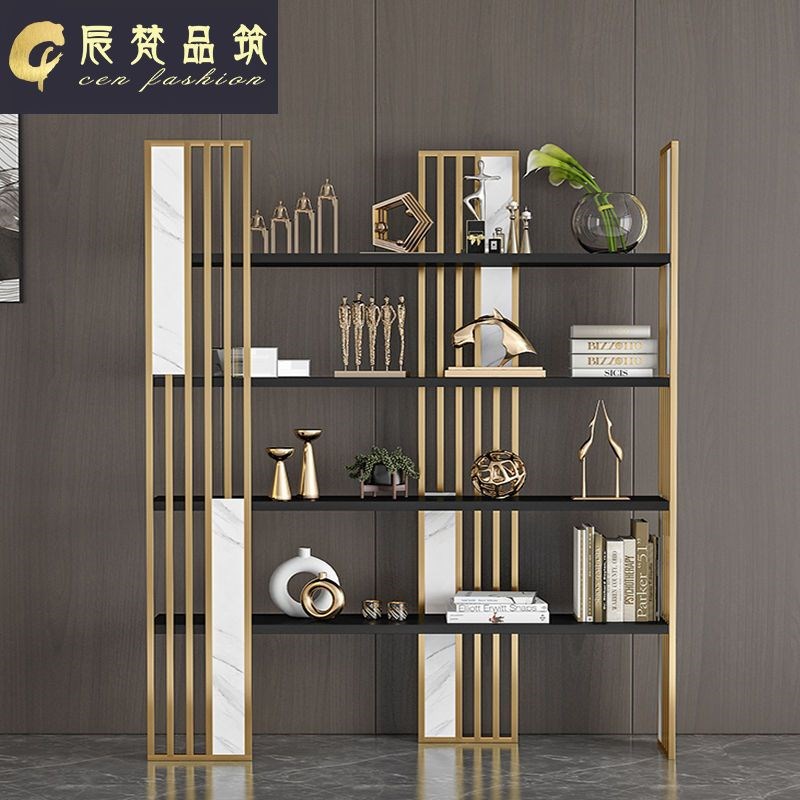 新轻落地置物卧室容量示公纳装饰奢风书架多层书柜架大展架办室收