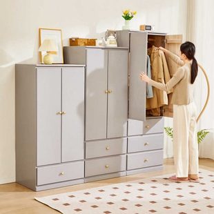 儿童实木收纳大衣橱 衣柜家用卧室经济型靠墙房用加深60cm简易整装