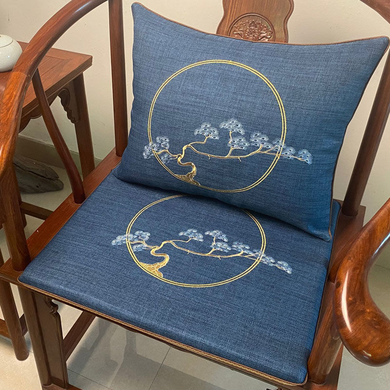 中式沙发椅子垫实木凳子官帽餐茶桌太师圈椅子座垫套罩定制可拆洗