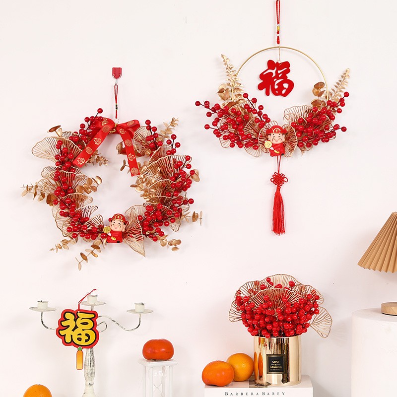 圣诞花环新年春节福字挂件过年装饰客厅门楣墙壁门挂装饰花环挂件
