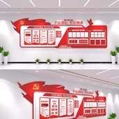 党务公开栏党建文化墙党员活动室通知栏宣传栏CDR AI素材