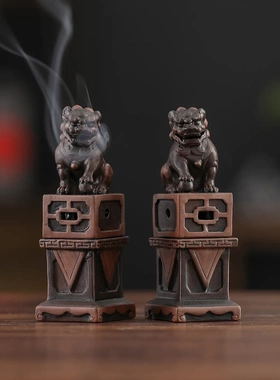 陶瓷狮子香薰炉家用室内沉香熏香炉盘香茶道香炉创意仿古禅意摆件