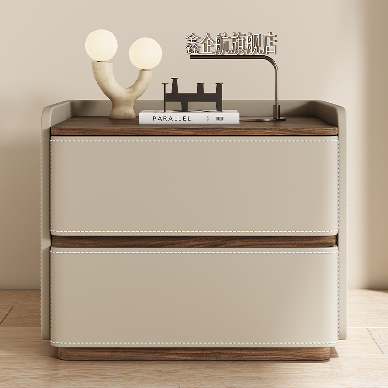 2024新款轻奢高级感q简约现代实木床头柜家用卧室床头置物架收纳