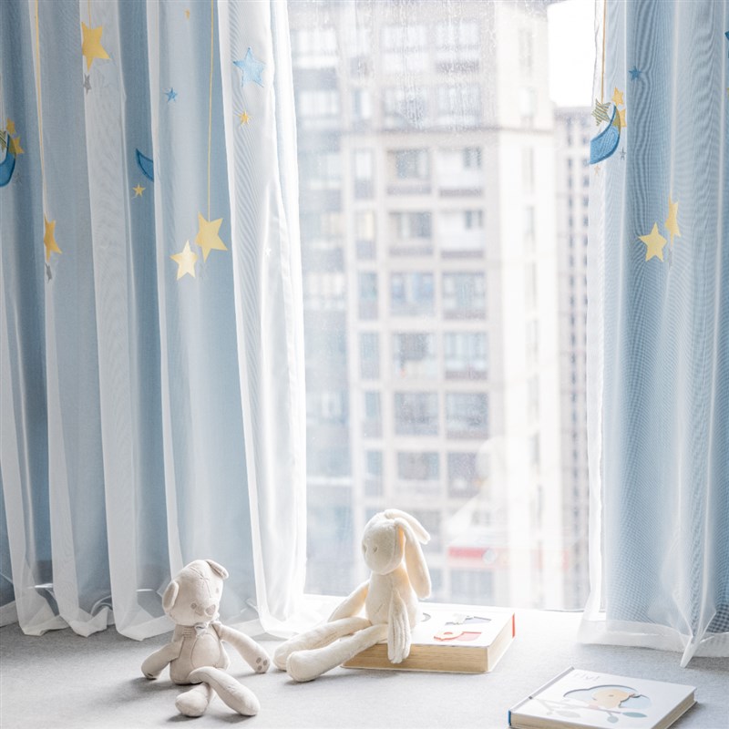 全遮光卡通布纱双层窗帘轻奢高档D雅芙尼现代简约卧室飘窗儿童房