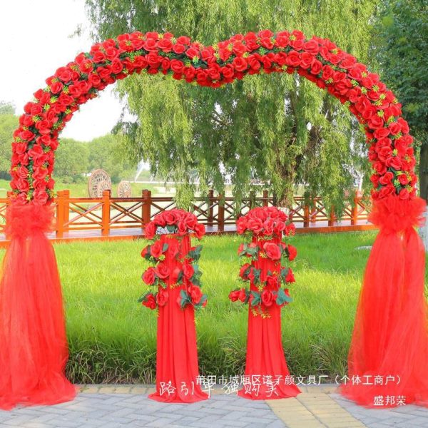 门幸福庆典活动拱门开业花环拱门花架婚礼布置婚庆绢花花门店