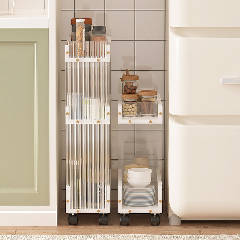 手推车落地置物架亚克力简易多层可移动万向轮窄柜缝隙柜边柜客厅