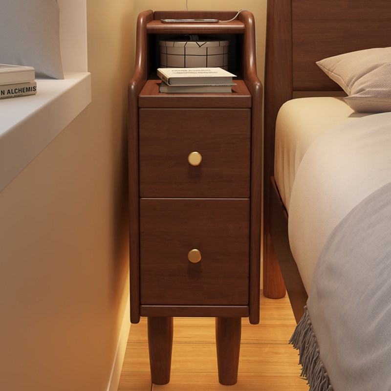 极简迷你实木床头柜超窄20cm填缝床边收纳柜小型墙边多功能置物架
