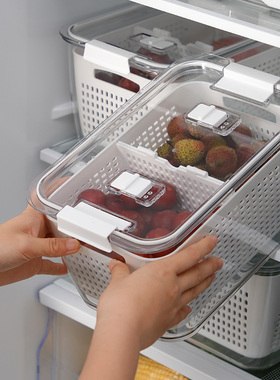 日本冰箱收纳盒食物保鲜盒食品级沥水冷藏收纳盒