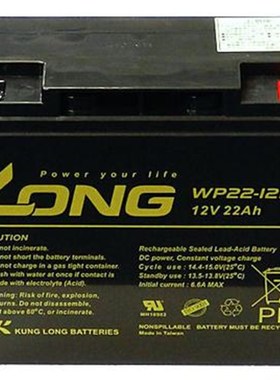 广隆(KUNG LONG)12V22AH铅酸电瓶WP22-12N阀控免维护蓄电池原装