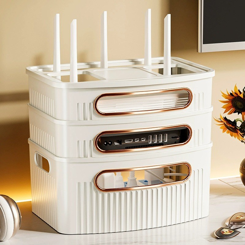 wifi路由器收纳盒插座电视机顶盒置物架无线光猫放置电线整理神器