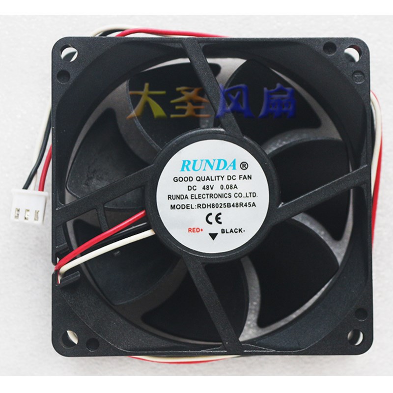 RUNDA RDH8025B48R45A 8025 48V 0.08A 3线 8CM控制柜散热风扇