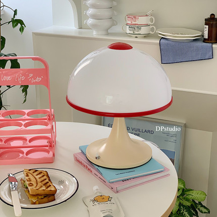 DPstudio中古风撞色台灯客厅韩式卡通蘑菇灯儿童房装饰护眼氛围灯