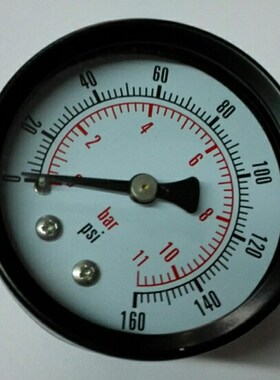 NPT1/8螺纹 直径50轴向压力表 y50z y-50-z 0-160psi  11bar 背接