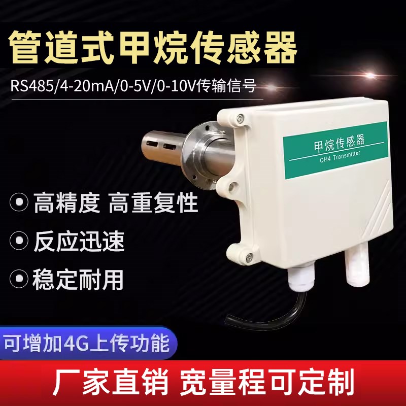管道式甲烷传感器CH4气体变送器新风管道甲烷浓度检测仪工业农业