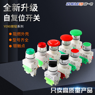 LAY37 平头按钮开关自复位锁定急停旋钮11BN 11M带灯 Y090