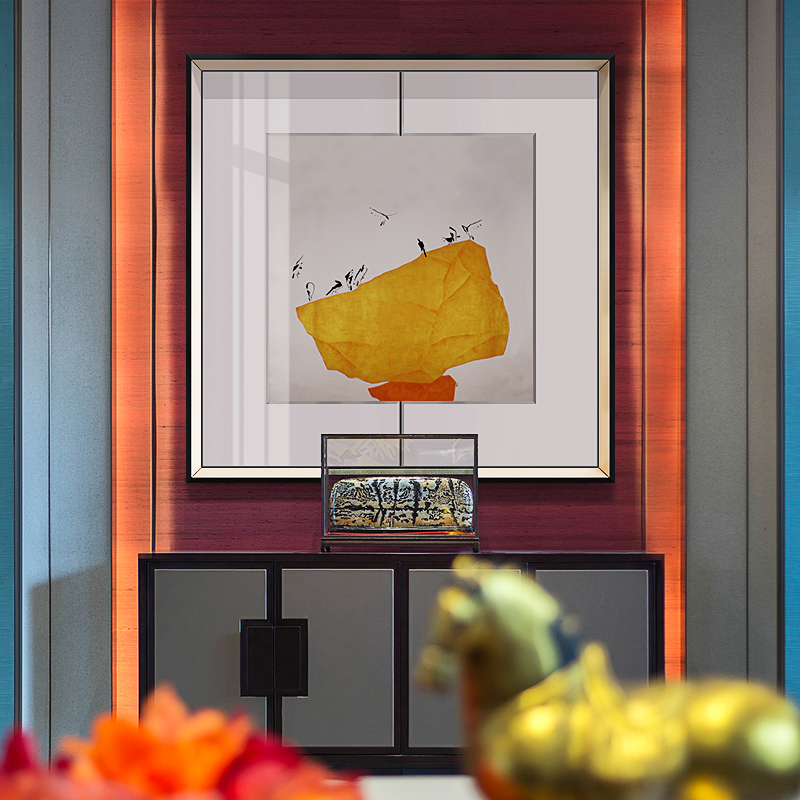 新中式玄关装饰画客厅抽象壁画餐厅酒H店会所个性壁画多联组合挂图片