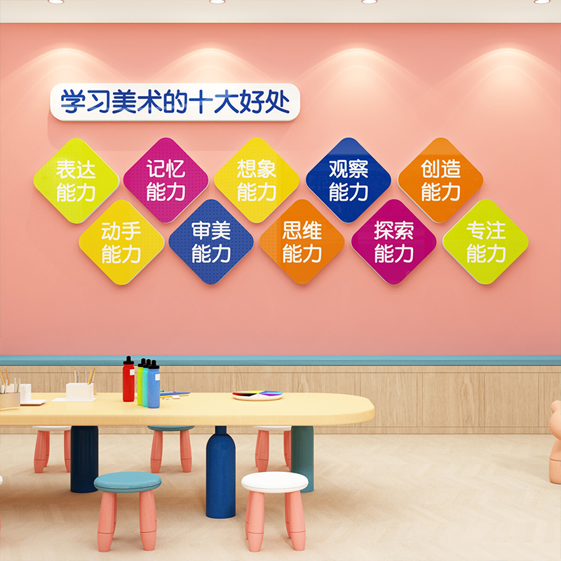 画室布置美术教室k艺术培训班辅导机构学校幼儿园墙面装饰文化环