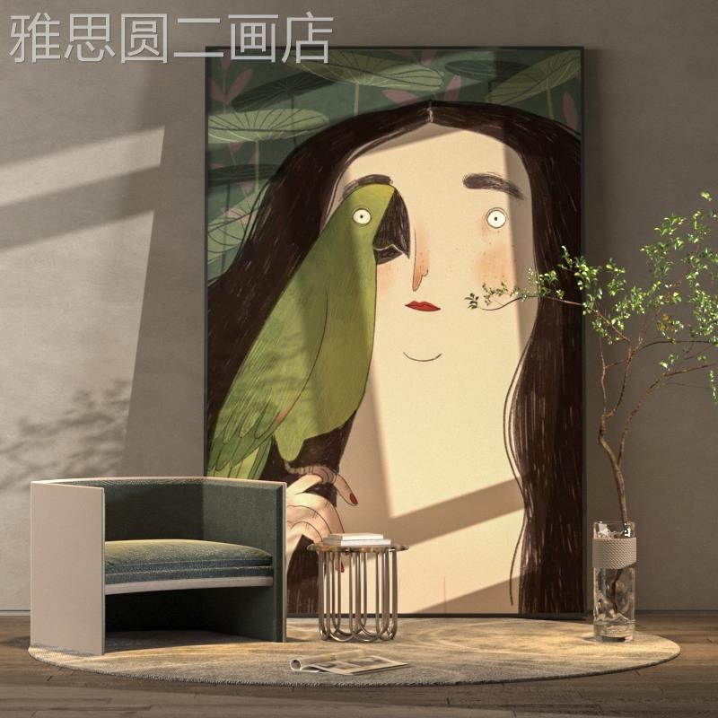 网红客术厅装饰画高级感抽象挂人物艺样板间玄关壁画现代走廊过道图片