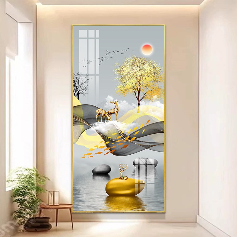 入户玄关装饰画楼梯间现代简约走廊过道壁画餐厅餐桌客厅挂画进门图片