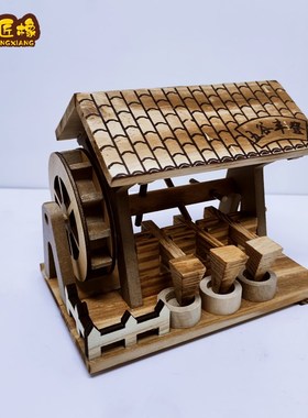 网红乡村中式复古纺车水车爆米花机桌面摆件五谷丰登办公室家用