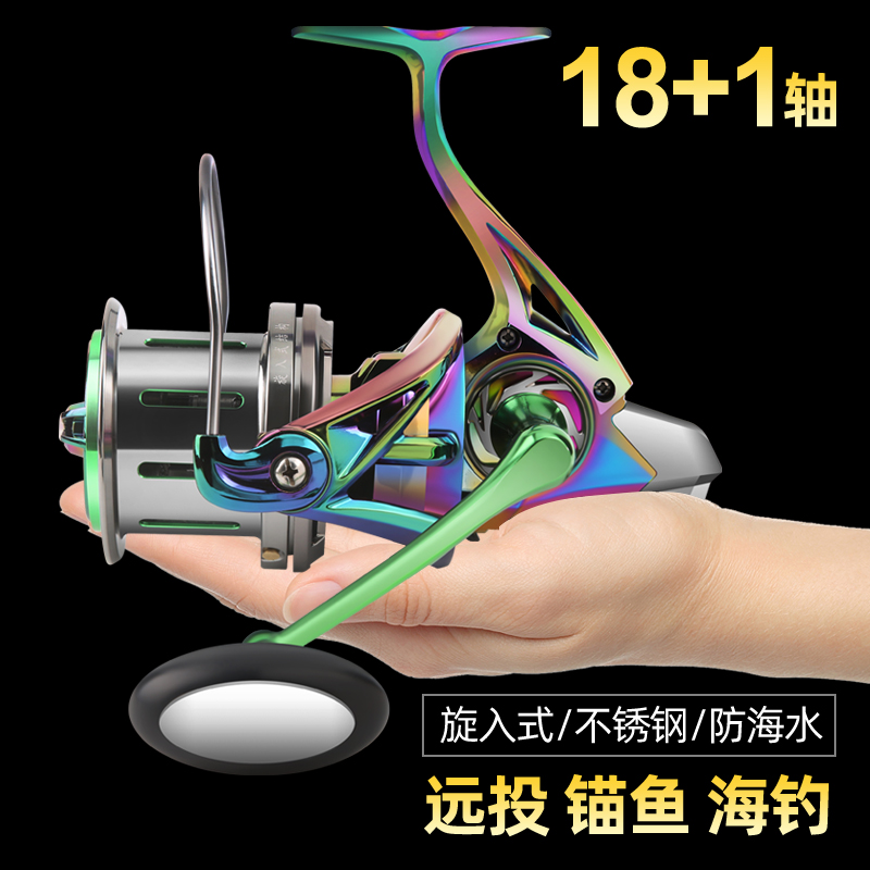 全金属纺车轮铁板锚鱼轮锚杆海竿10000型渔轮鱼线轮远投专用12000