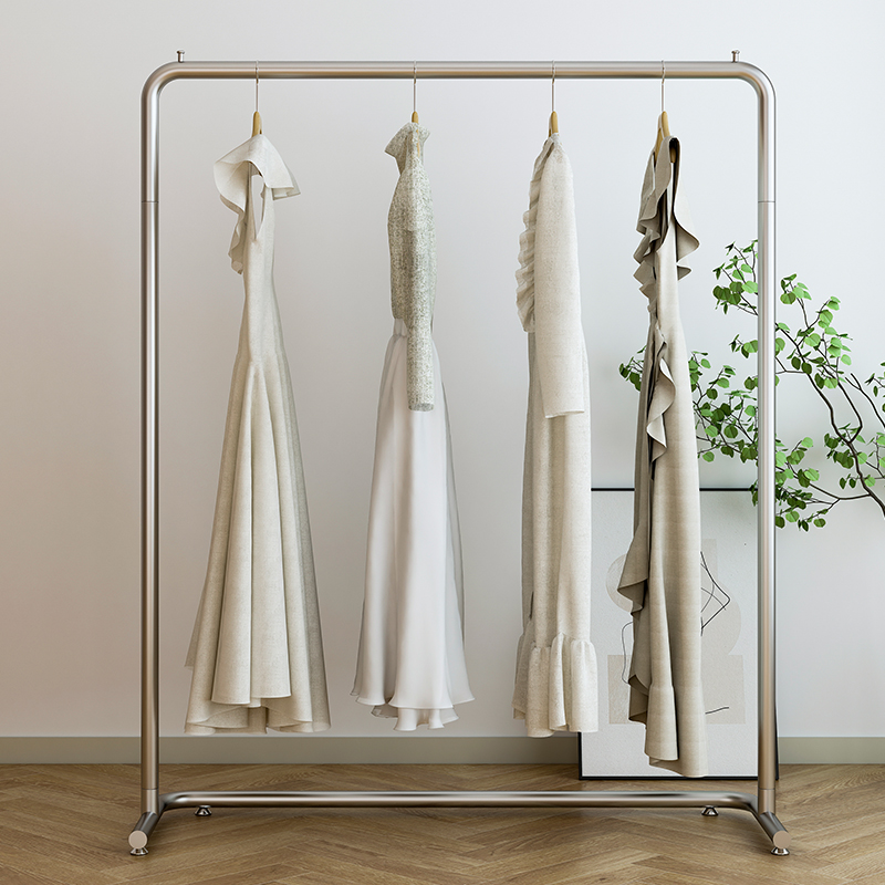 不锈钢多功能晾衣架落地户外家用阳台卧室挂衣架晒被晾衣单杆水管