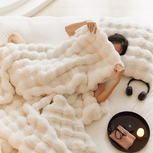 五号渡口秋冬保暖加厚出口仿皮草绒毯沙发毯休闲毯轻奢床尾盖毯高