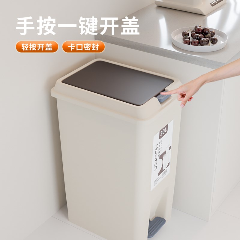 30L特大号加厚垃圾桶家用厨房客厅脚踏式带盖超大容量双开垃圾桶