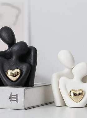 结婚礼物情侣摆件陶瓷刻字送新人婚房装饰品婚庆七夕专属跨境爆款