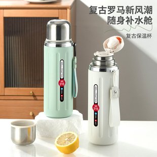 316不銹鋼羅馬保溫杯自帶提繩方便攜帶保溫杯一蓋兩用保溫杯 新款