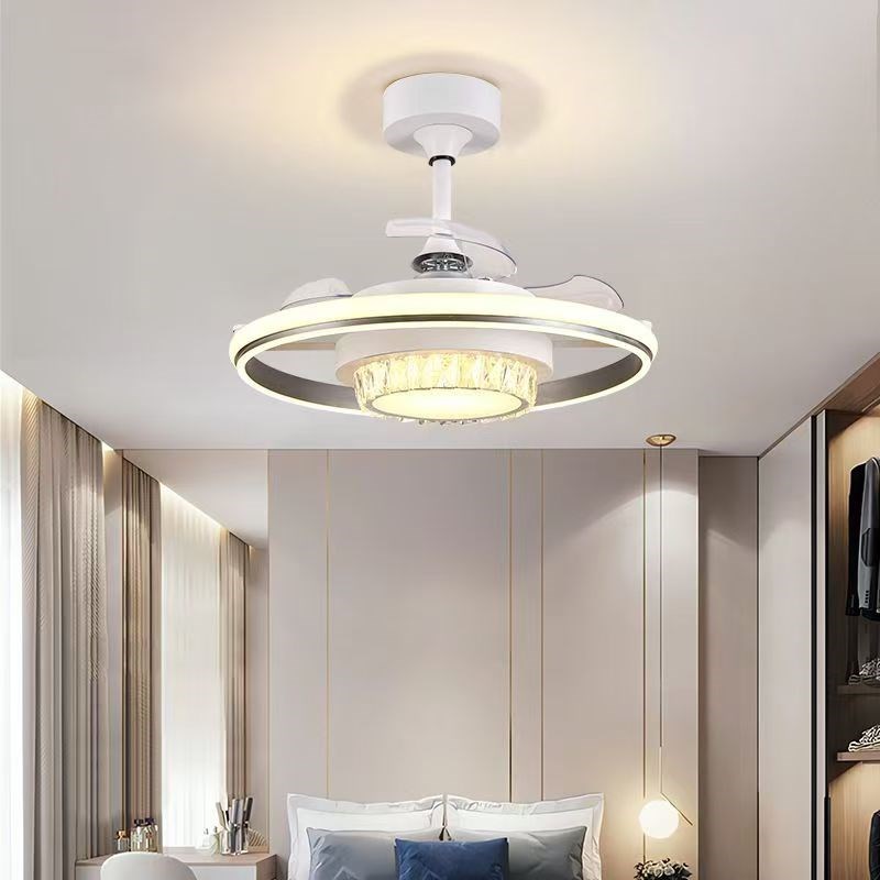 智能语音吊扇f灯新款北欧现代简约主卧室餐厅轻奢变频风扇灯一体