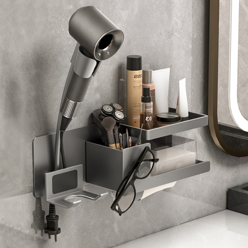 懒人吹风机支架h免打孔壁挂式免手拿浴室置物架卫生间风筒收纳架