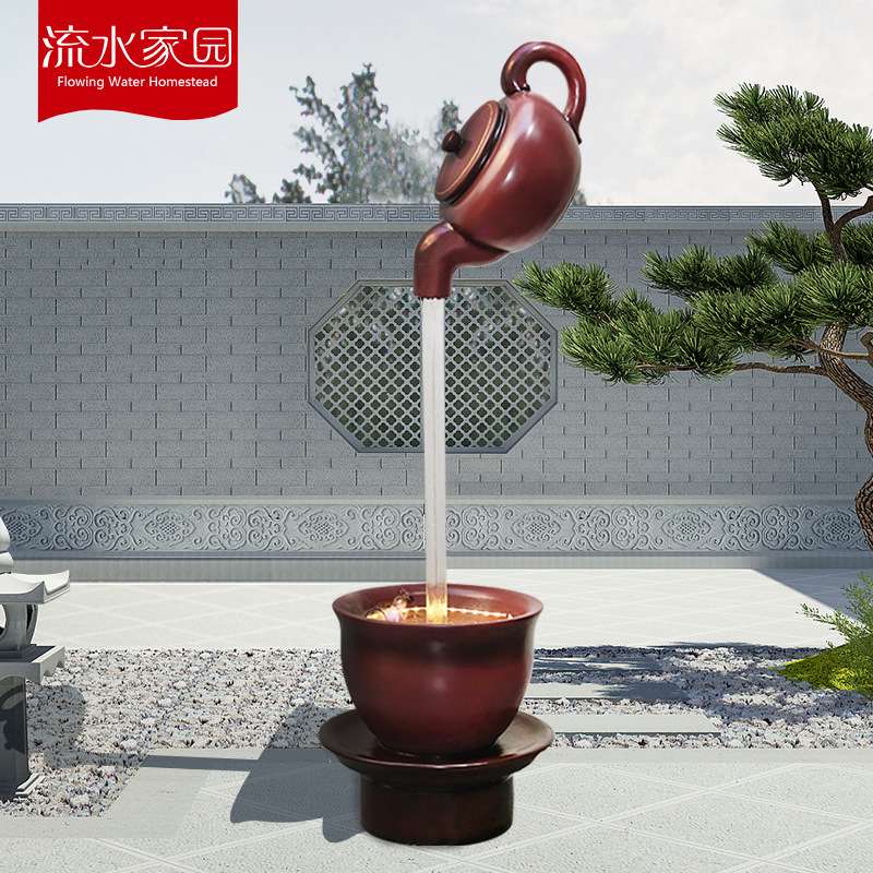 创意天壶悬空流水喷泉摆件循环水茶壶室内客厅小型桌面水景观装饰