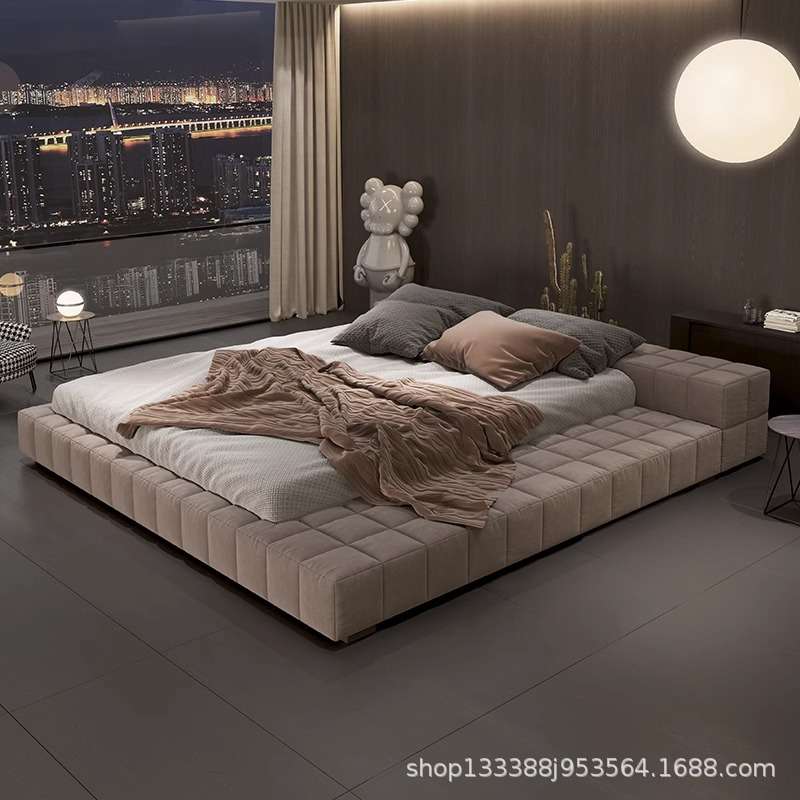 baxter床豆腐块床奶油系别墅主卧床特别的poliform床 tufty床