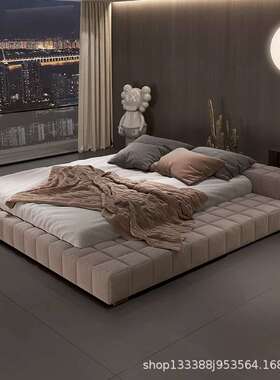 baxter床豆腐块床奶油系别墅主卧床特别的poliform床 tufty床