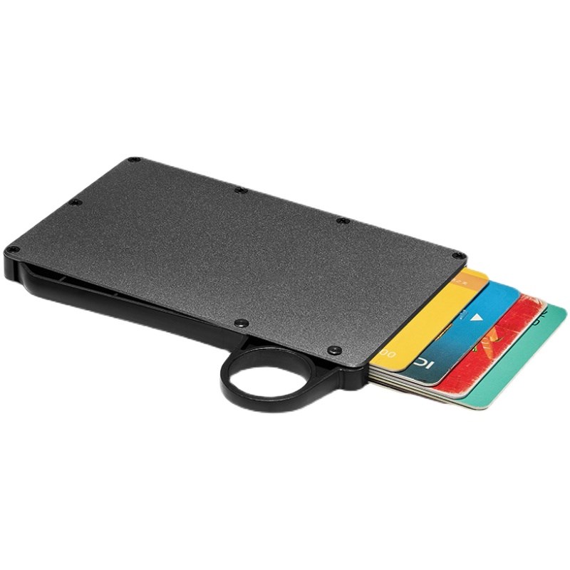 美国创意超薄自动卡包金属卡包女小防盗刷L信用卡包放消磁银行卡