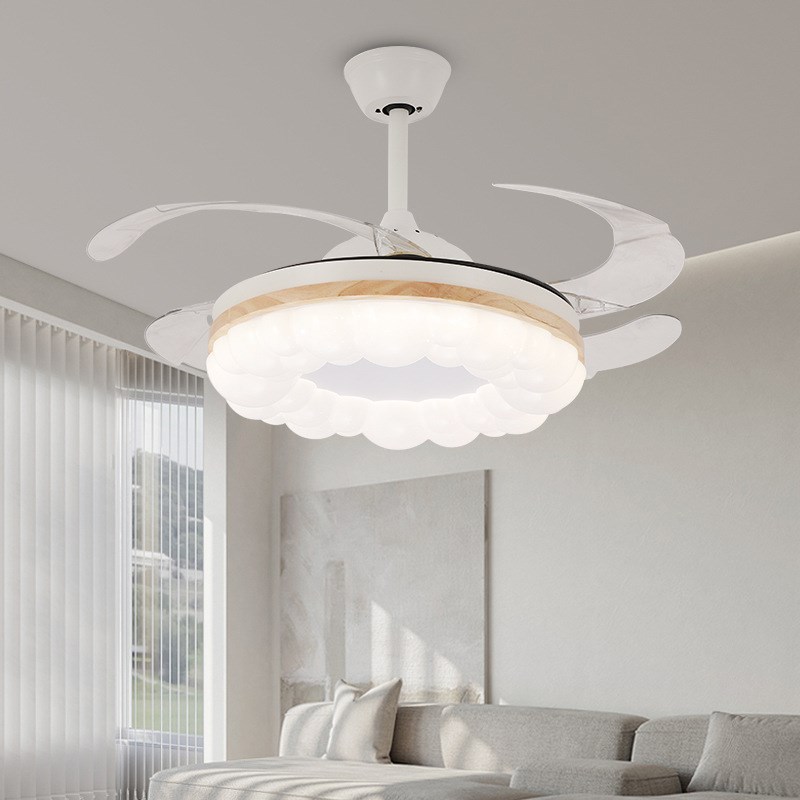 全光谱隐形d风扇灯智能遥控奶油风欧式客厅餐厅卧室灯2024款吊扇