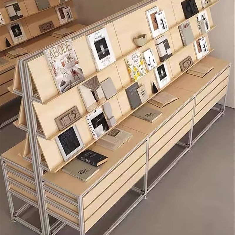 桦木海洋板铝型材l中岛台展示架多层收纳架文件抽屉展览书架陈列