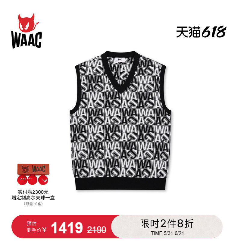 WAAC小恶魔官方早春男士高尔夫服装KNIT VEST毛衣背心