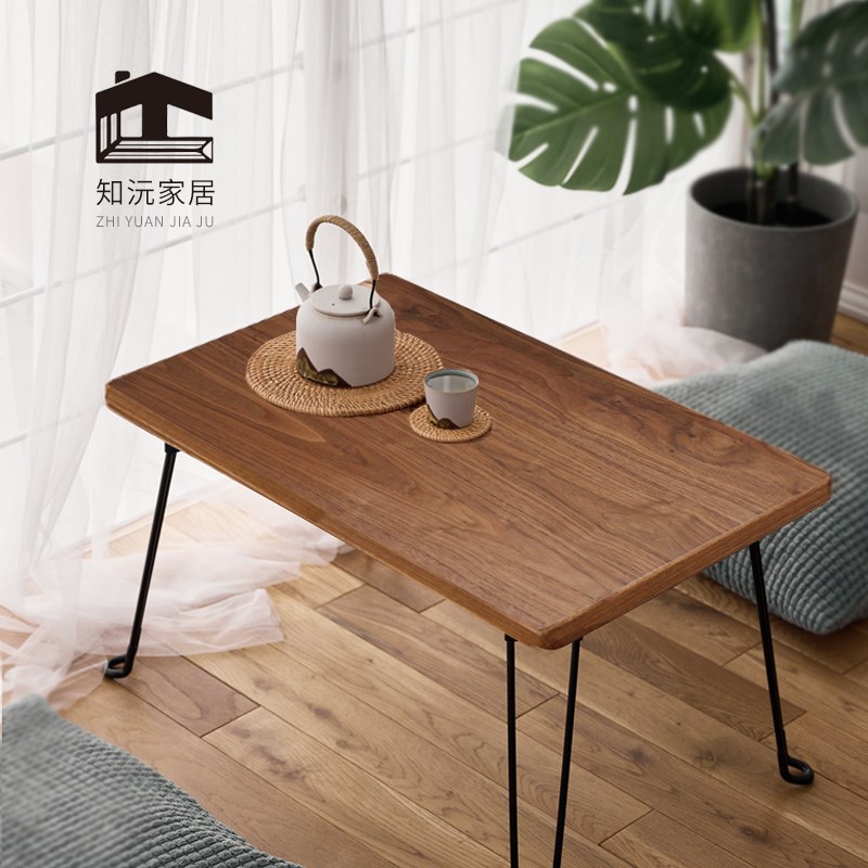 北美黑胡桃木樱桃木老榆木实木茶桌户外折叠小桌边几炕几茶台