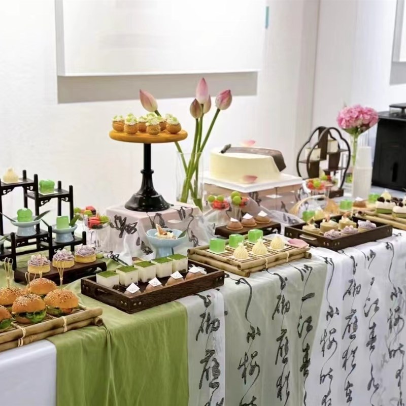 荷花中式甜品台宝宝宴茶歇下午茶摆台展示架点心架蛋糕架