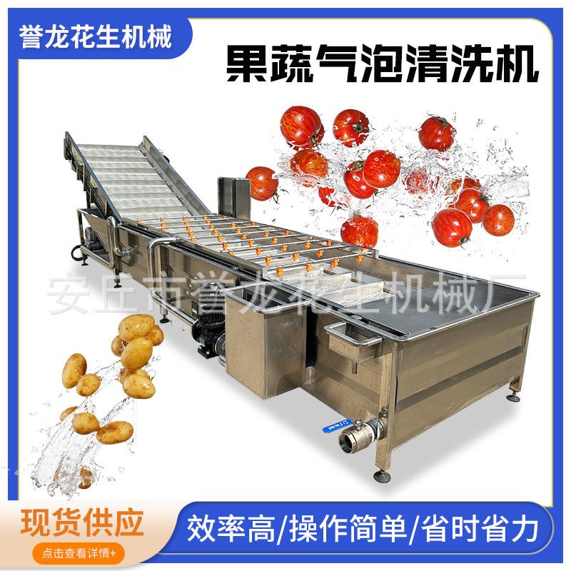 全自动花生果土豆胡萝卜等蔬菜水果清洗机气泡清洗毛辊刷洗清洗线