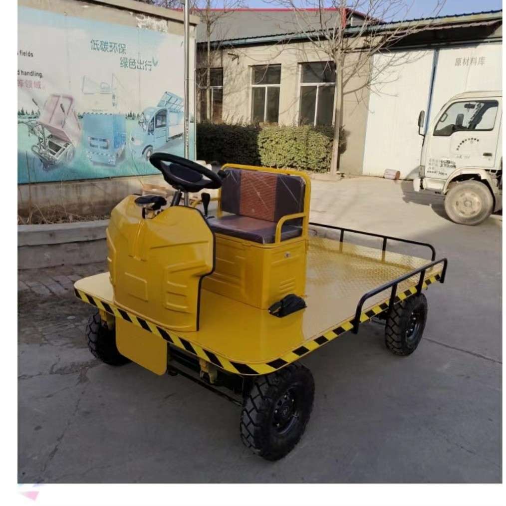 电动四轮手推车拉货车农场菜市场搬运平板车骑行款工厂货物平板车