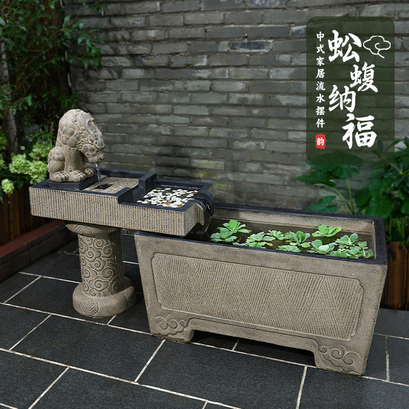 庭院户外大流水摆件循环水古法养鱼E池花园小院成品鱼缸仿石槽造