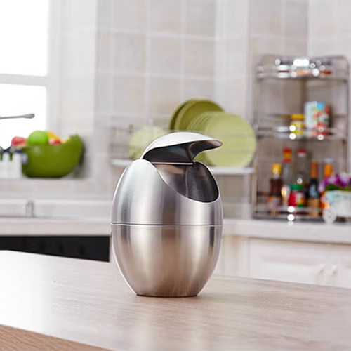 北欧桌面30e4不锈钢垃圾桶家用摇盖小号茶几办公桌卧室纸篓收纳桶